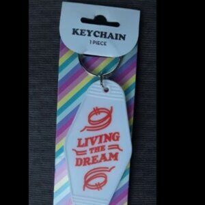 KEYCHAINS SET VINTAGE INSPIRATIONAL MOTEL BAG CLIPS living dream good vibes easy